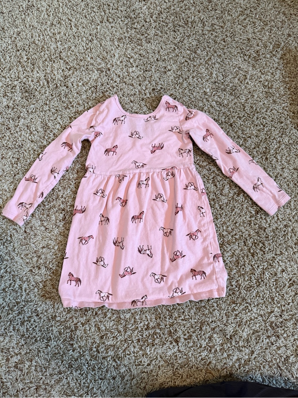Carter's Light Pink Horse Print Long-Sleeve Knit Dress